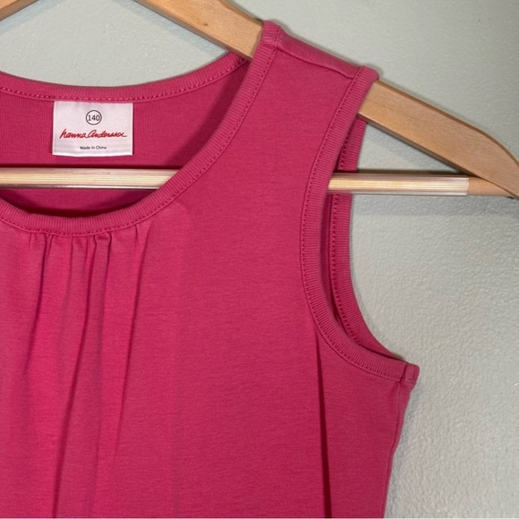 Hanna Anderson Pink and Chambray Tank Dress Girls Size 140 (10) - Picture 2 of 8